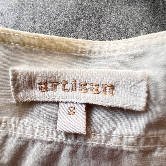 Anthropologie Fitted White Cotton tunic with Velvet piping Size Small - Picture 4 of 6